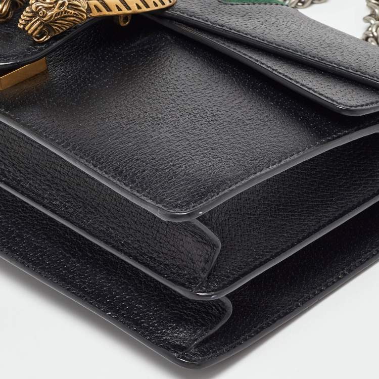 Pre Owned Gucci Black Leather Small Web Dionysus Shoulder Bag