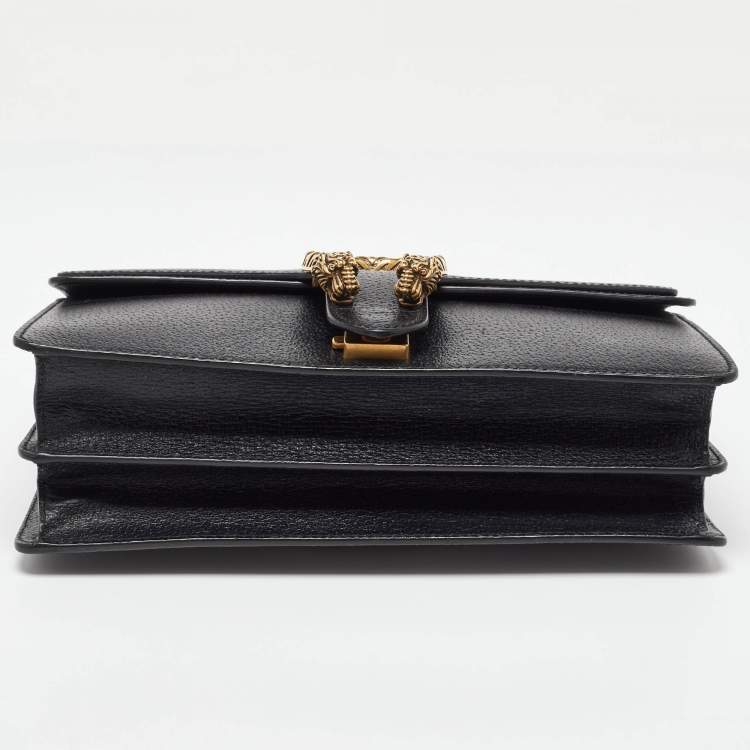 Pre Owned Gucci Black Leather Small Web Dionysus Shoulder Bag