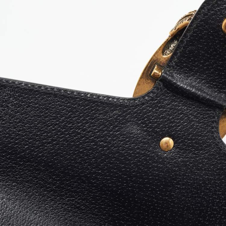 Pre Owned Gucci Black Leather Small Web Dionysus Shoulder Bag
