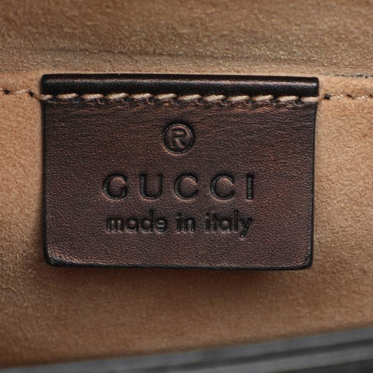 Pre Owned Gucci Black Leather Mini Web Chain Sylvie Shoulder Bag