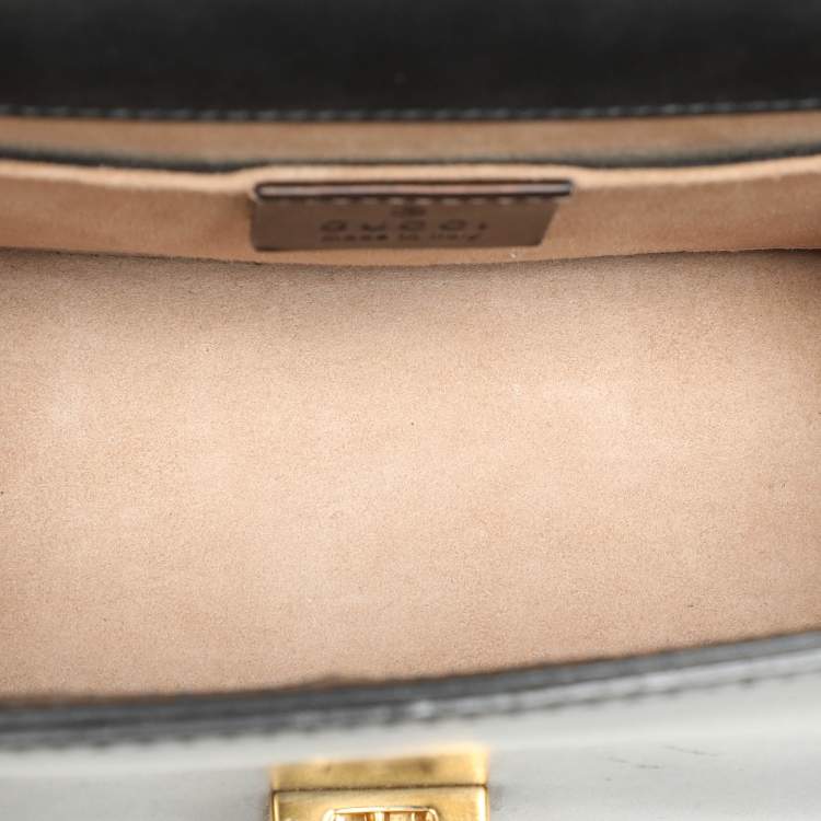 Pre Owned Gucci Black Leather Mini Web Chain Sylvie Shoulder Bag