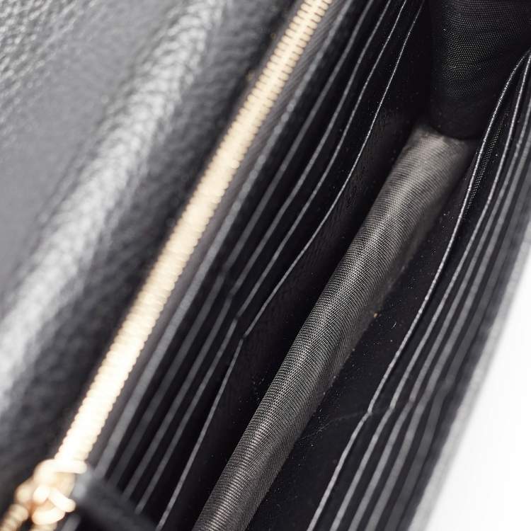 Pre Owned Gucci Black Leather Interlocking G Wallet On Chain