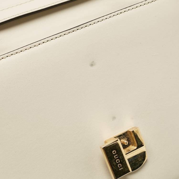 Pre Owned Gucci Off White Leather Mini Sylvie Top Handle Bag