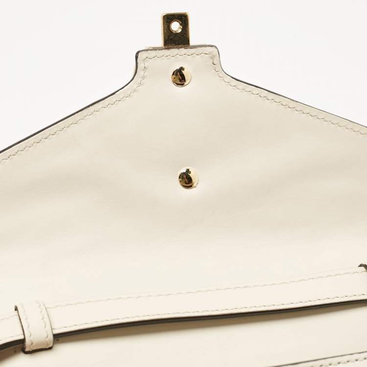 Pre Owned Gucci Off White Leather Mini Sylvie Top Handle Bag