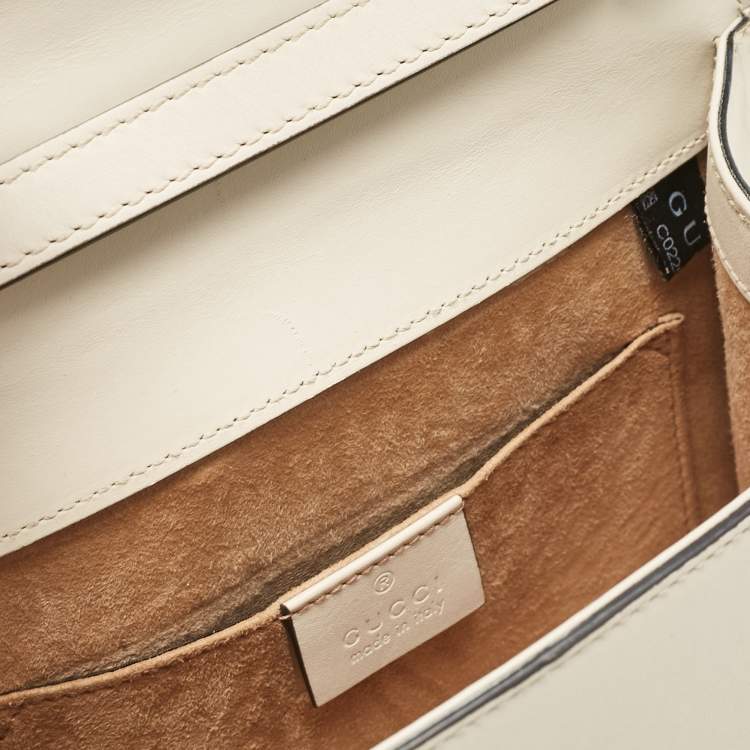 Pre Owned Gucci Off White Leather Mini Sylvie Top Handle Bag