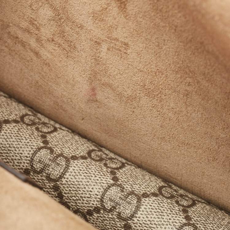 Pre Owned Gucci Beige GG Supreme Canvas and Suede Small Dionysus Shoulder Bag