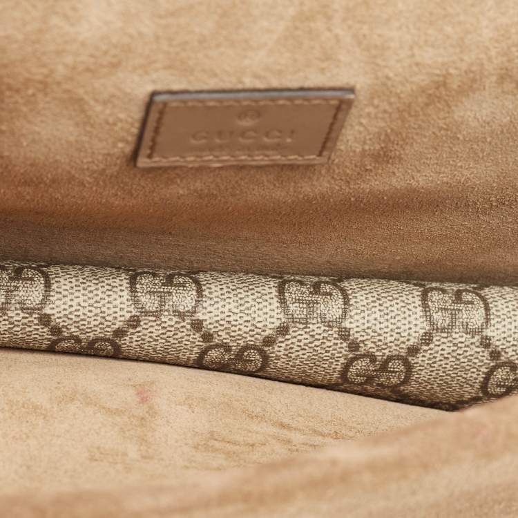 Pre Owned Gucci Beige GG Supreme Canvas and Suede Small Dionysus Shoulder Bag