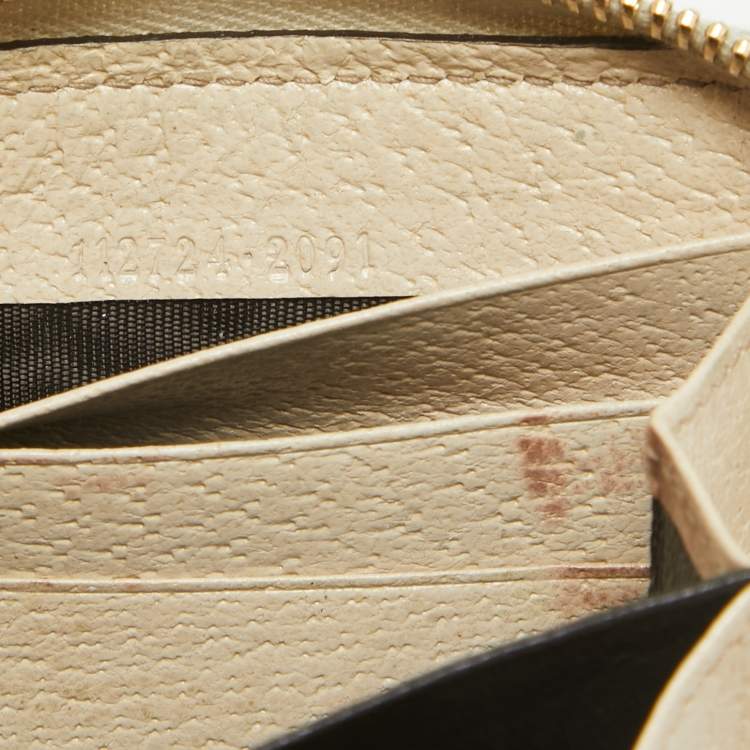 Pre Owned Gucci Beige GG Canvas and Leather Zip Continental Wallet