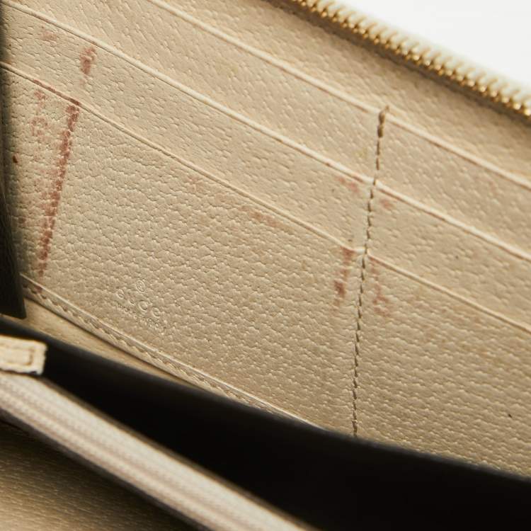 Pre Owned Gucci Beige GG Canvas and Leather Zip Continental Wallet