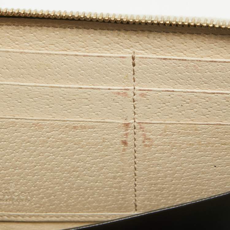 Pre Owned Gucci Beige GG Canvas and Leather Zip Continental Wallet