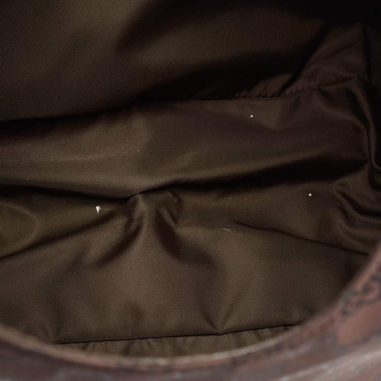 Pre Owned Gucci Dark Brown GG Nylon Colbert Hobo