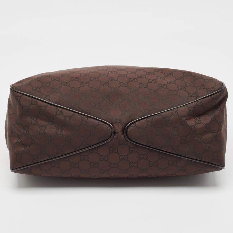 Pre Owned Gucci Dark Brown GG Nylon Colbert Hobo