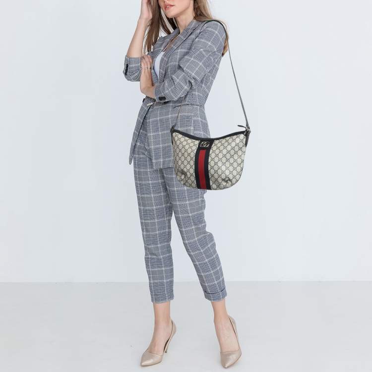 Pre Owned Gucci Blue/Beige GG Supreme Canvas Small Ophidia Crossbody Bag