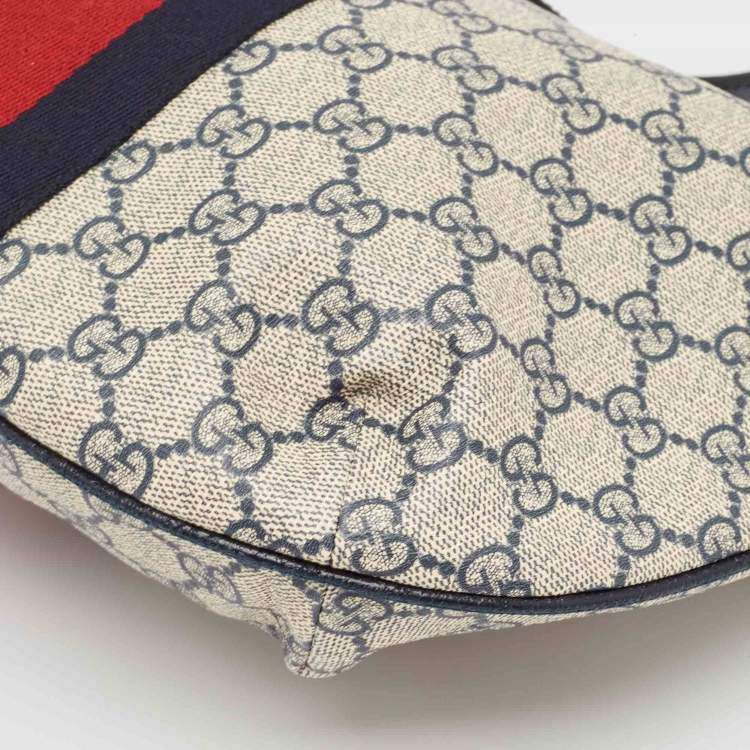 Pre Owned Gucci Blue/Beige GG Supreme Canvas Small Ophidia Crossbody Bag