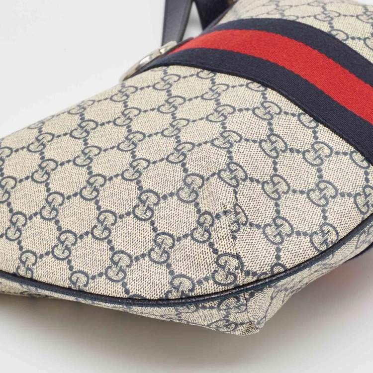 Pre Owned Gucci Blue/Beige GG Supreme Canvas Small Ophidia Crossbody Bag