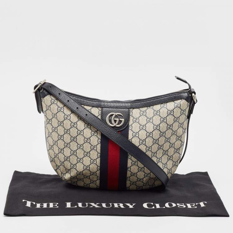 Pre Owned Gucci Blue/Beige GG Supreme Canvas Small Ophidia Crossbody Bag