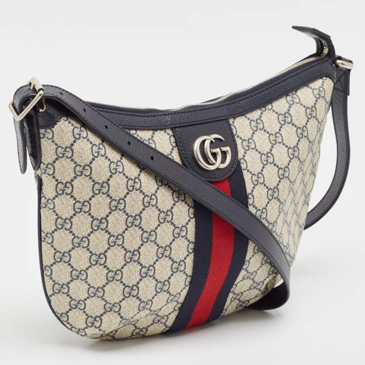 Pre Owned Gucci Blue/Beige GG Supreme Canvas Small Ophidia Crossbody Bag