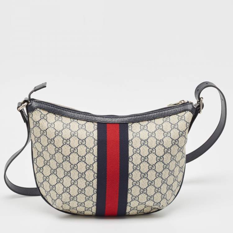 Pre Owned Gucci Blue/Beige GG Supreme Canvas Small Ophidia Crossbody Bag