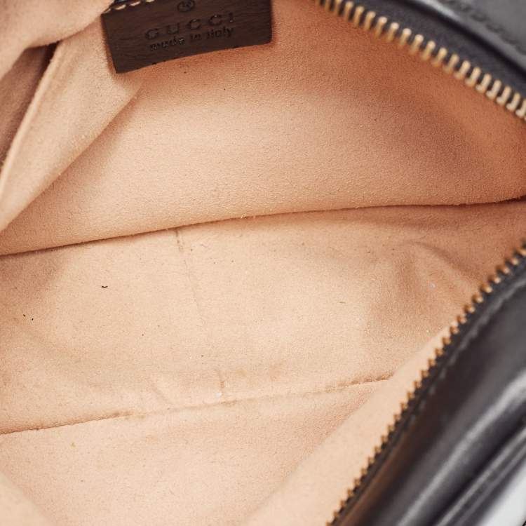 Pre Owned Gucci Black Matelasse Leather Mini GG Marmont Shoulder Bag