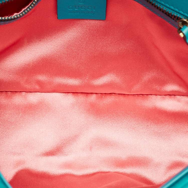 Pre Owned Gucci Green Matelassé Velvet Small GG Marmont Shoulder Bag