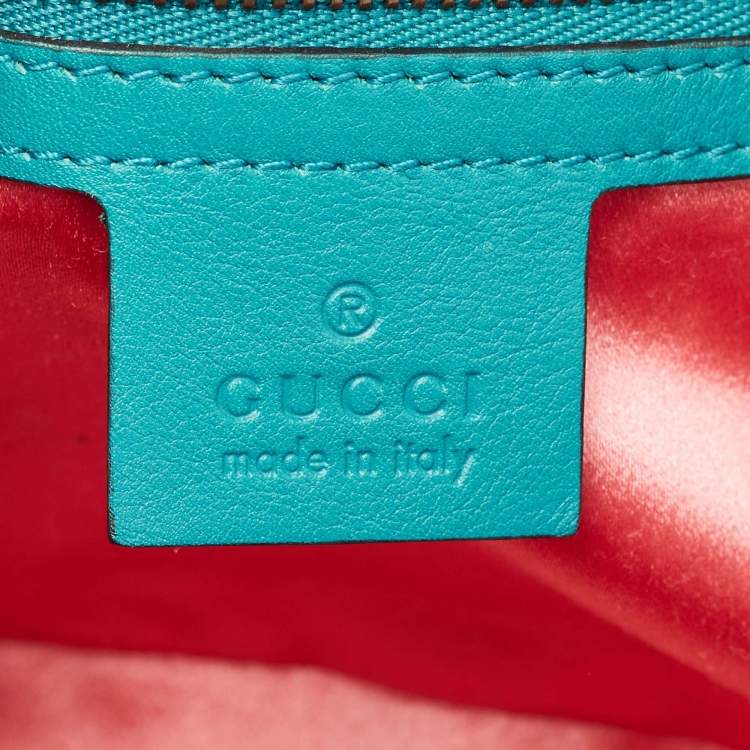 Pre Owned Gucci Green Matelassé Velvet Small GG Marmont Shoulder Bag