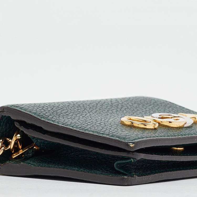 Pre Owned Gucci Green Leather Zumi Wallet On Chain