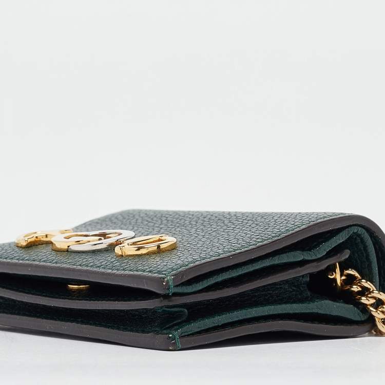 Pre Owned Gucci Green Leather Zumi Wallet On Chain