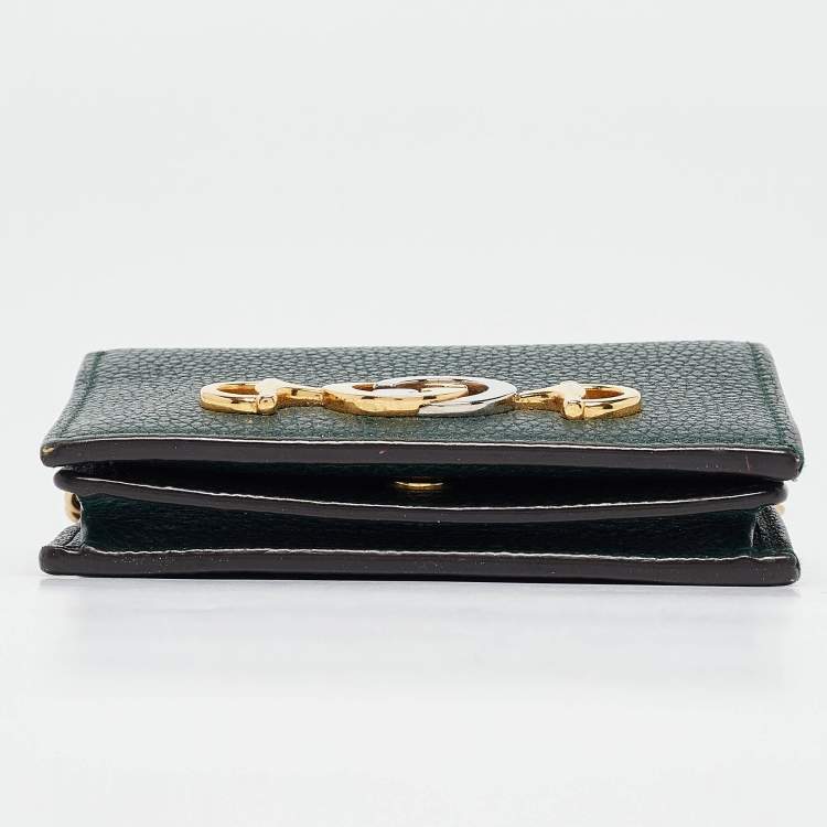 Pre Owned Gucci Green Leather Zumi Wallet On Chain