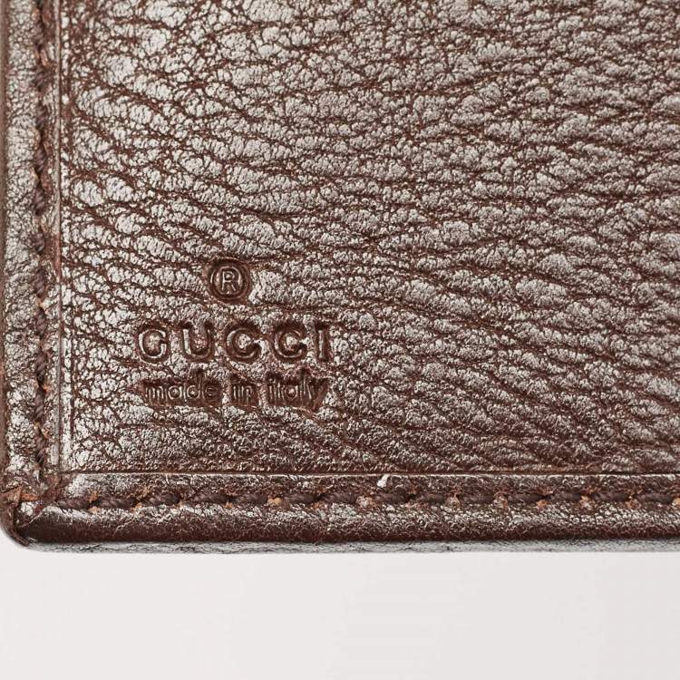 Pre Owned Gucci Brown/Beige GG Canvas and Leather Interlocking Icon French Wallet
