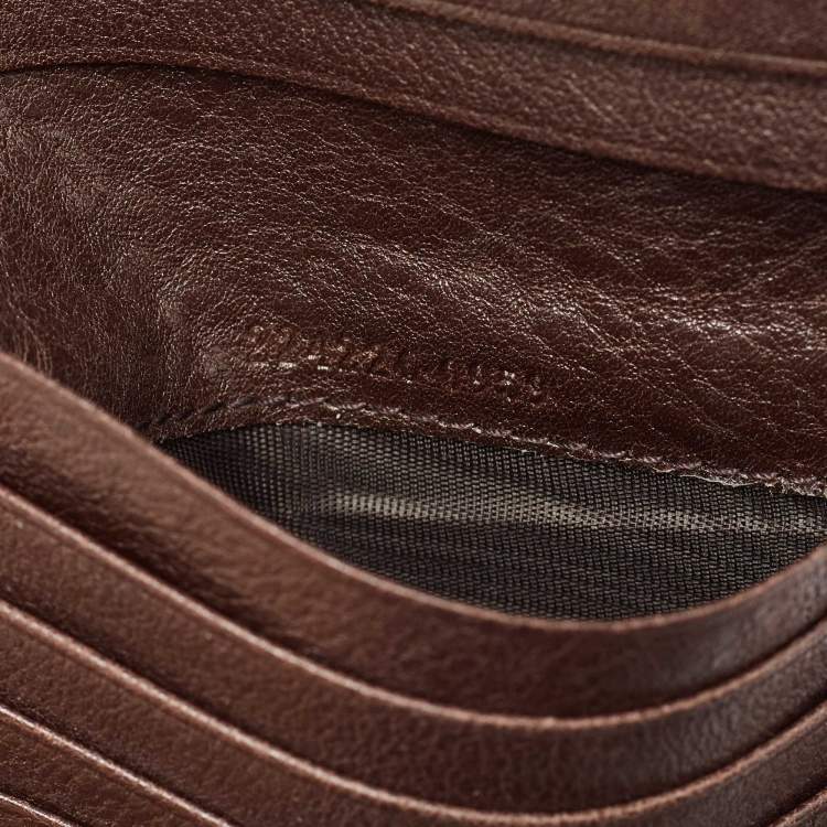 Pre Owned Gucci Brown/Beige GG Canvas and Leather Interlocking Icon French Wallet