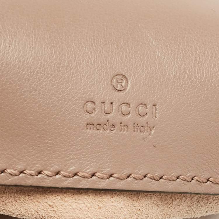 Pre Owned Gucci Beige Matelassé Leather Mini GG Marmont Torchon Bucket Bag      