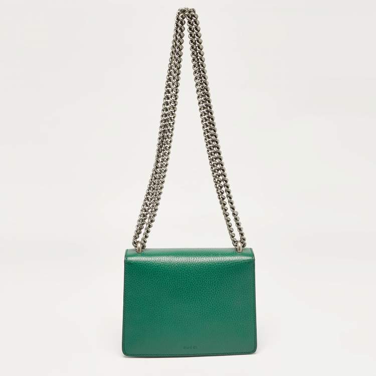 Pre Owned Gucci Green Leather Mini Dionysus Shoulder Bag