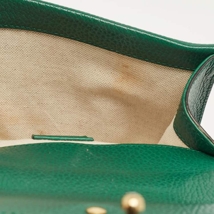 Pre Owned Gucci Green Leather Mini Dionysus Shoulder Bag