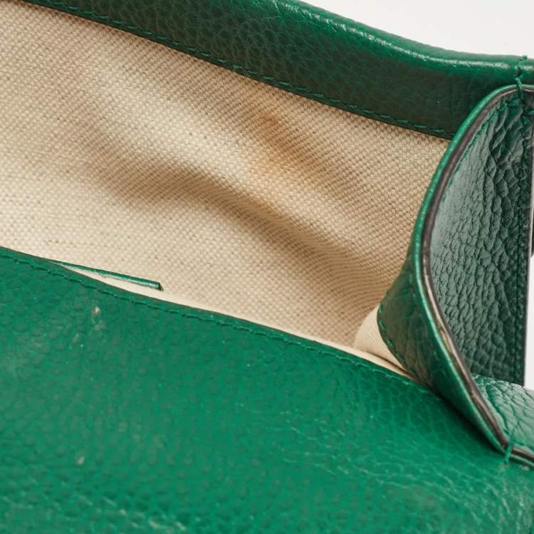 Pre Owned Gucci Green Leather Mini Dionysus Shoulder Bag