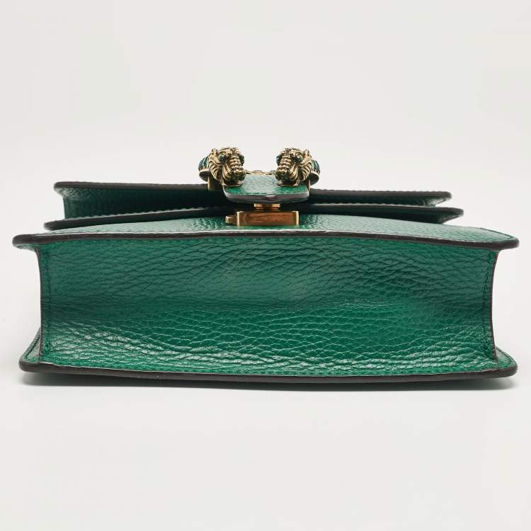 Pre Owned Gucci Green Leather Mini Dionysus Shoulder Bag