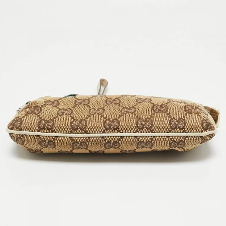 Pre Owned Gucci Beige GG Canvas and Leather Princy Wristlet Clutch
