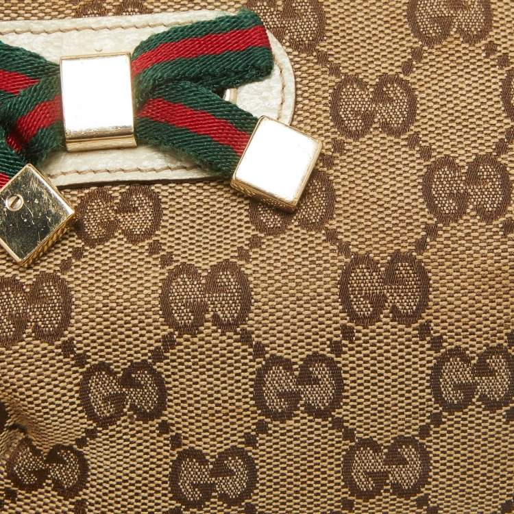 Pre Owned Gucci Beige GG Canvas and Leather Princy Wristlet Clutch