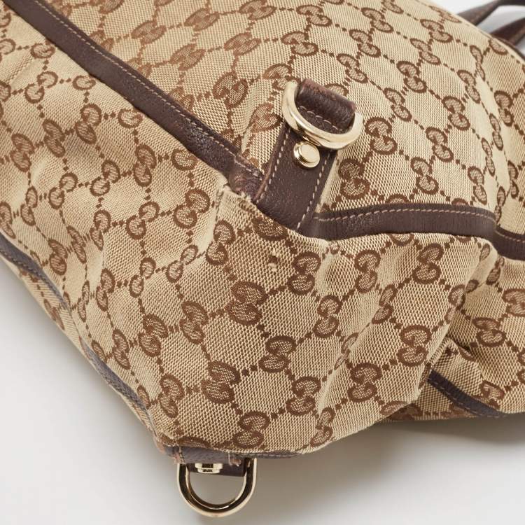 Pre Owned Gucci Beige/Brown GG Canvas and Leather Abbey Day Tote