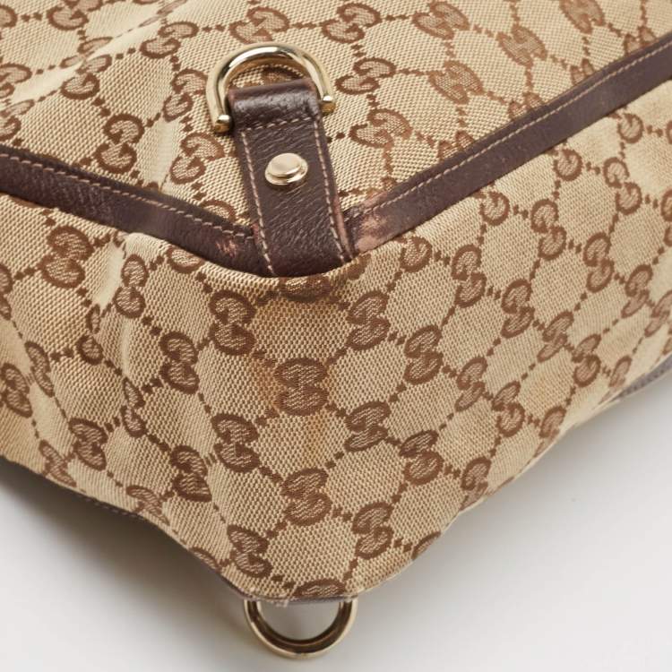 Pre Owned Gucci Beige/Brown GG Canvas and Leather Abbey Day Tote
