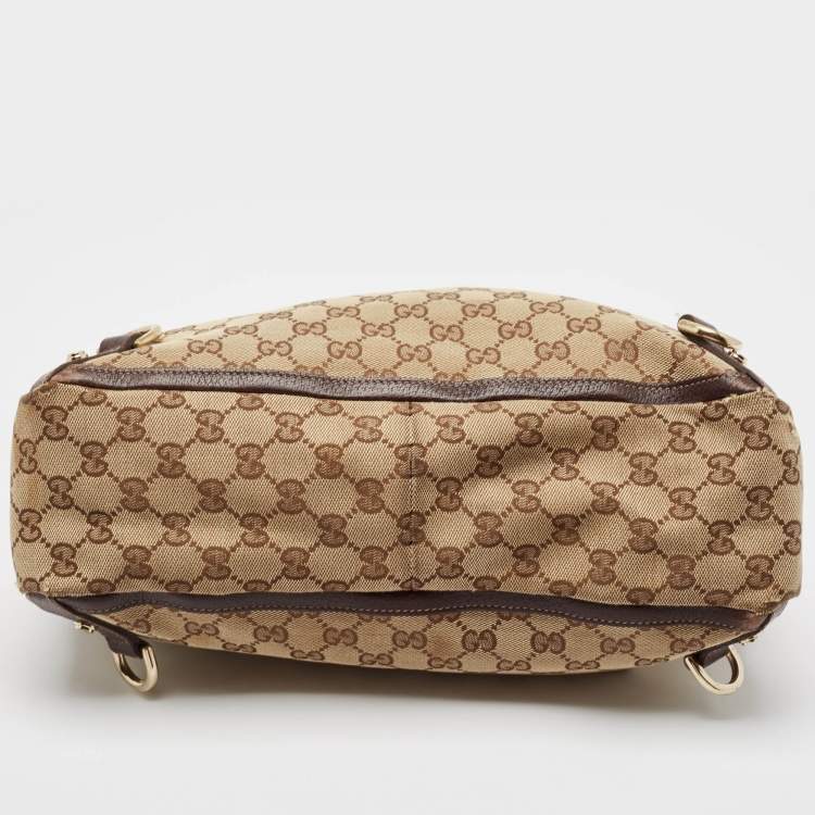 Pre Owned Gucci Beige/Brown GG Canvas and Leather Abbey Day Tote