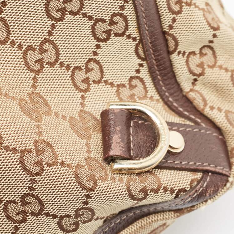 Pre Owned Gucci Beige/Brown GG Canvas and Leather Abbey Day Tote