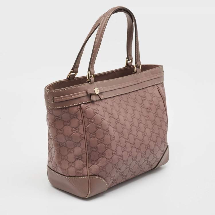 Pre Owned Gucci Old Rose Guccissima Leather Mayfair Tote