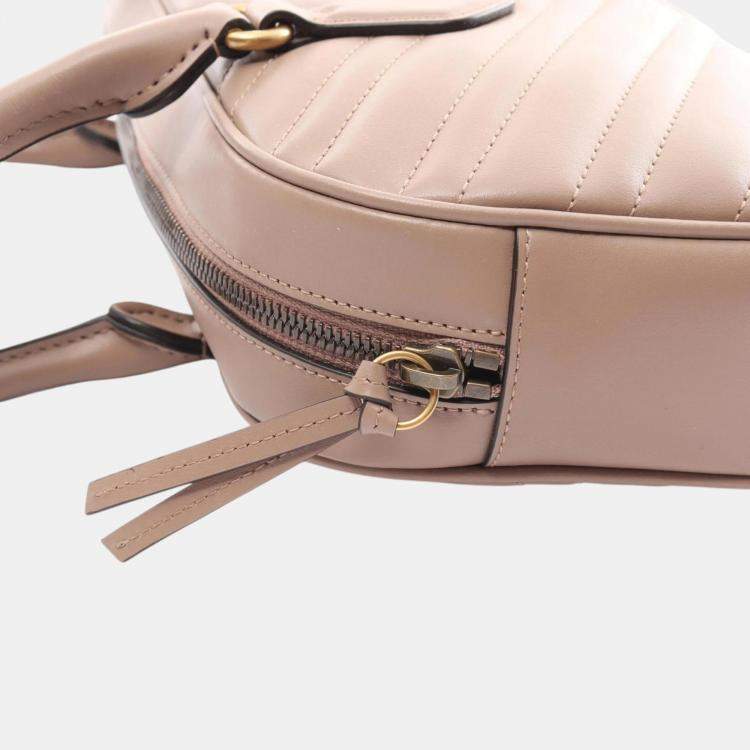 Pre Owned Gucci Pink Leather GG Marmont Medium Tote Bag