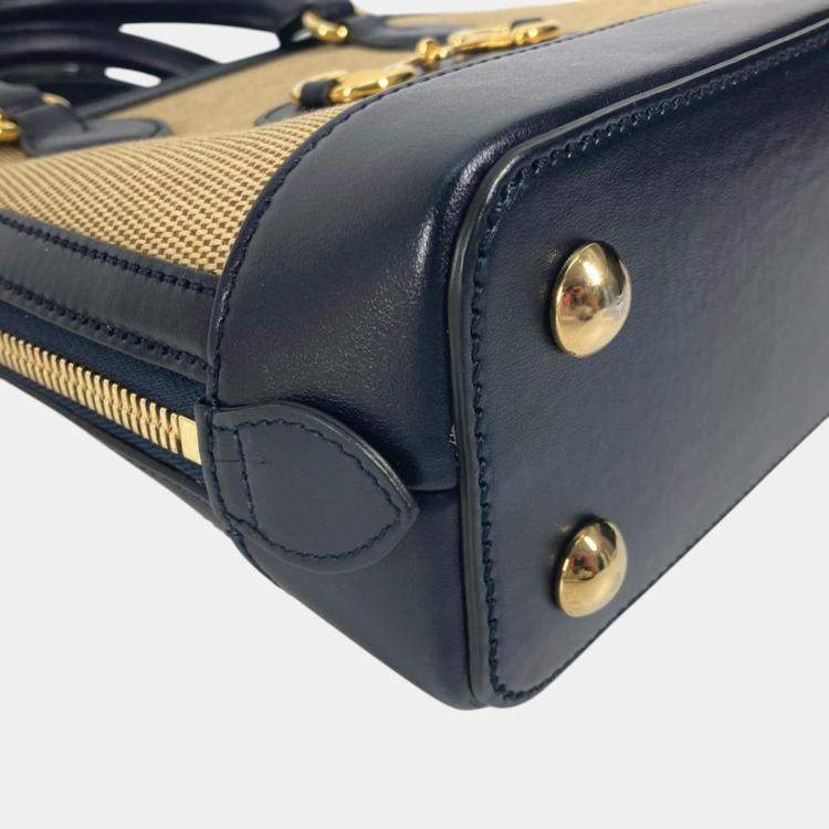Pre Owned Gucci Beige x Dark Navy Horsebit 1955 Shoulder Bag