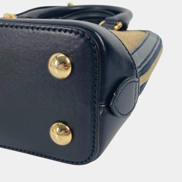 Pre Owned Gucci Beige x Dark Navy Horsebit 1955 Shoulder Bag