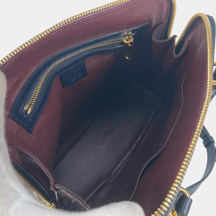 Pre Owned Gucci Beige x Dark Navy Horsebit 1955 Shoulder Bag