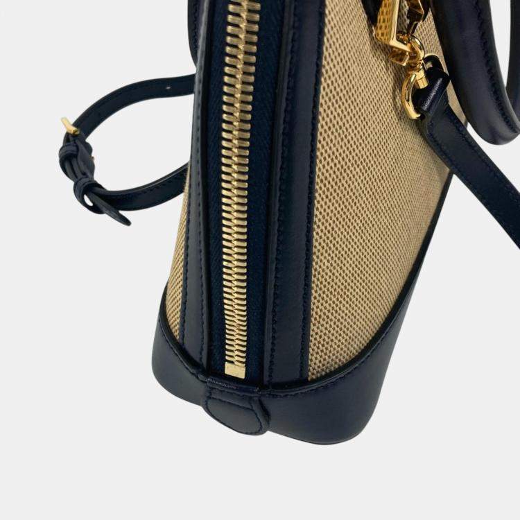 Pre Owned Gucci Beige x Dark Navy Horsebit 1955 Shoulder Bag