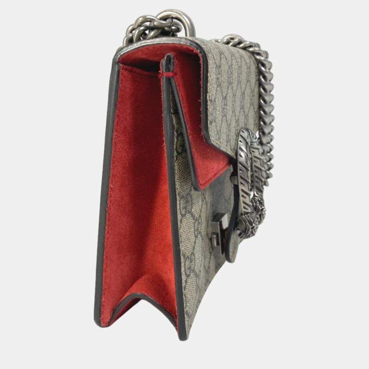 Pre Owned Gucci Beige Red GG Double Chain Crossbody bag