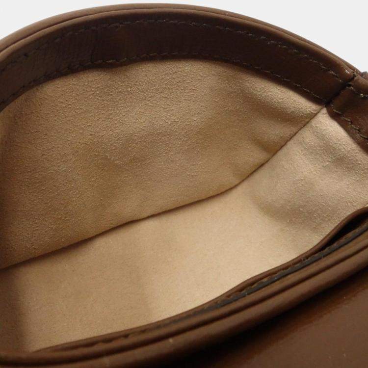 Pre Owned Gucci Beige Brown Canvas Horsebit GG Supreme Chain Wallet