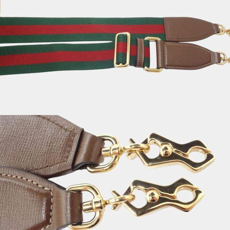 Pre Owned Gucci Beige Brown Canvas Horsebit GG Supreme Chain Wallet